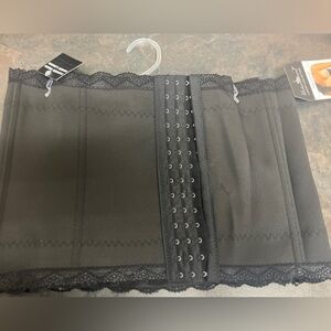 Black Waist Cincher with Lace Trim